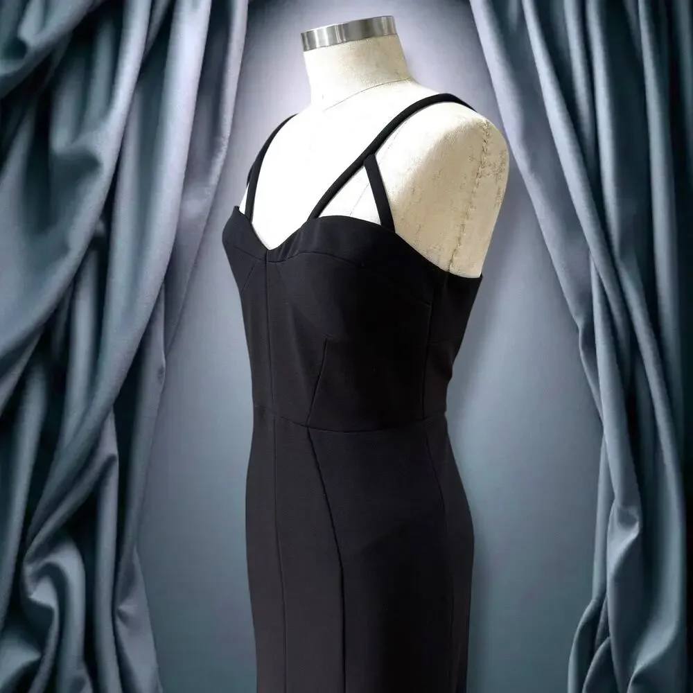 Vera Wang Lavender Formal Maxi Dress 8 Black LBD Y2K Goth Whimsigoth Polyester - Picture 3 of 14